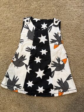 Handmade Girls Black & White Star and Bird Print Dress